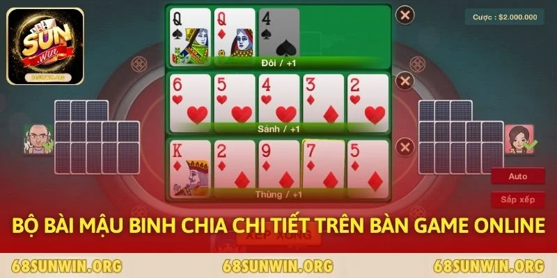 Bộ bài mậu binh chia chi tiết trên bàn game online