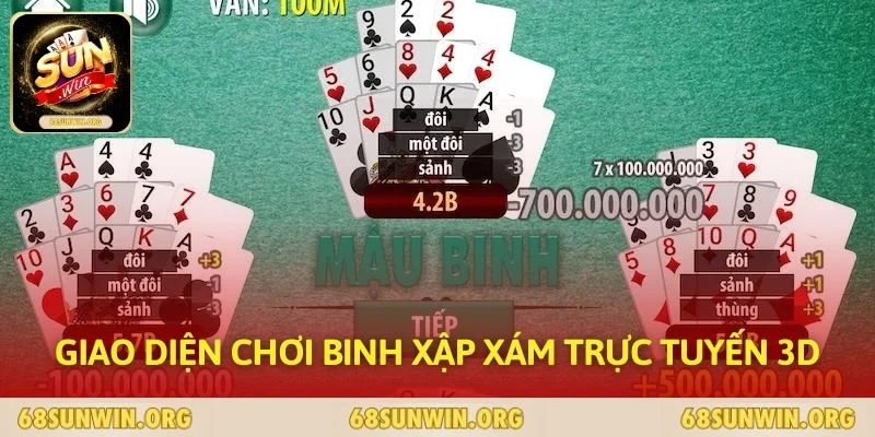 Giao diện chơi Binh Xập Xám trực tuyến 3D