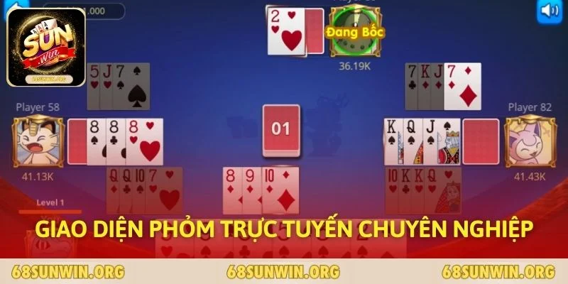 Giao diện Phỏm trực tuyến chuyên nghiệp
